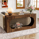 Tribesigns Console Table, 63 Inches Narrow Sofa Entryway Table with 2-Tier Storage Shelf, Wood Hallway Behind Couch Table Accent Table for Living Room, Rustic Brown Tribesigns