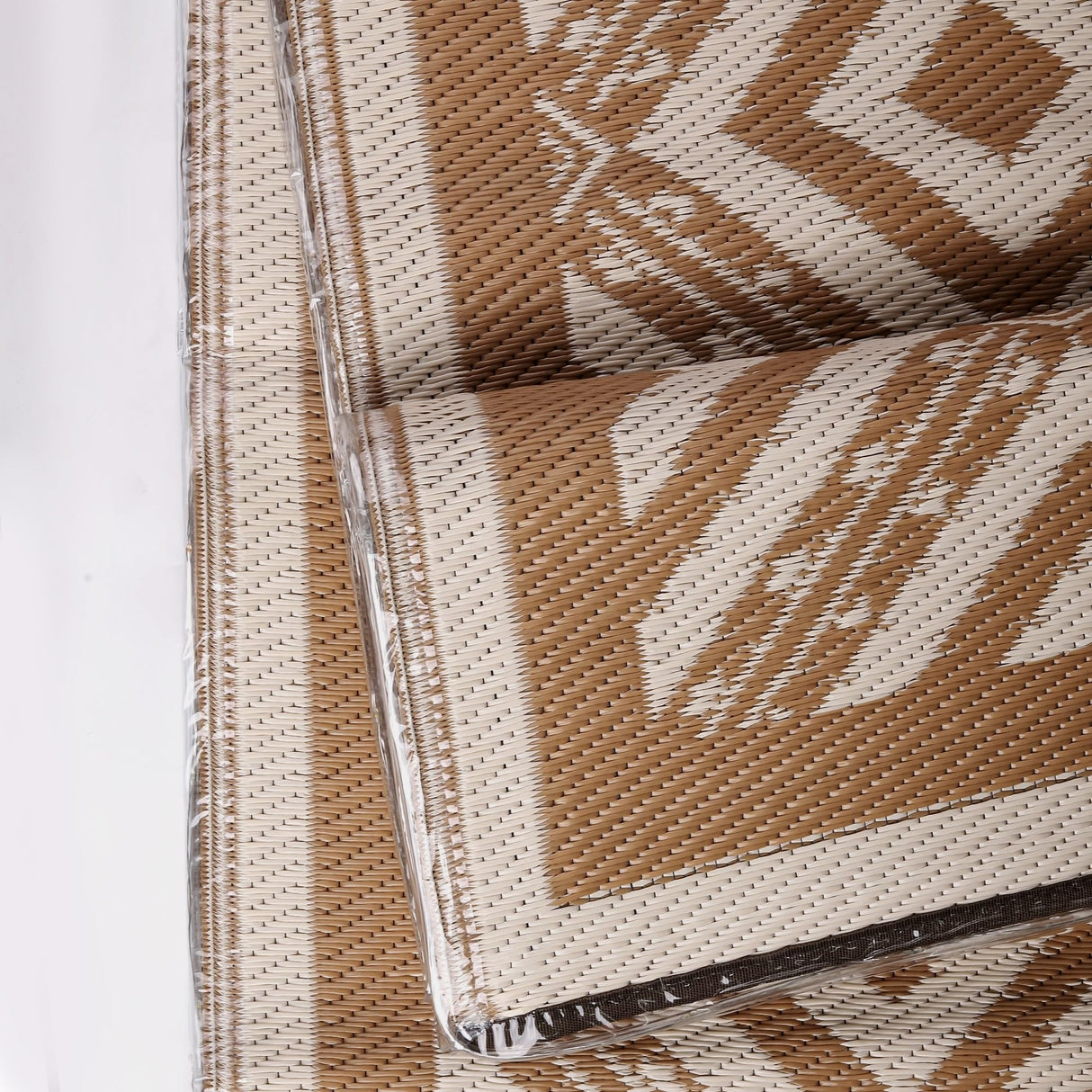 RV Outdoor Rug with Lights 8x10ft, Outdoor Camping Rug, Waterproof, Easy Cleaning, Non Shedding, Foldable and Portable, Reversible Mats for RV, Deck, Beach, Camping, Patio, Picnic (Brown & White) Pafolo