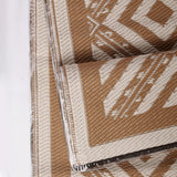 RV Outdoor Rug with Lights 8x10ft, Outdoor Camping Rug, Waterproof, Easy Cleaning, Non Shedding, Foldable and Portable, Reversible Mats for RV, Deck, Beach, Camping, Patio, Picnic (Brown & White) Pafolo