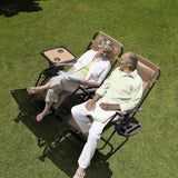 Homall 3 Pcs Zero Gravity Chair Patio Folding Recliner Outdoor Chaise Lounge Chairs Portable Reclining Chair Set with Side Table (Beige) Homall