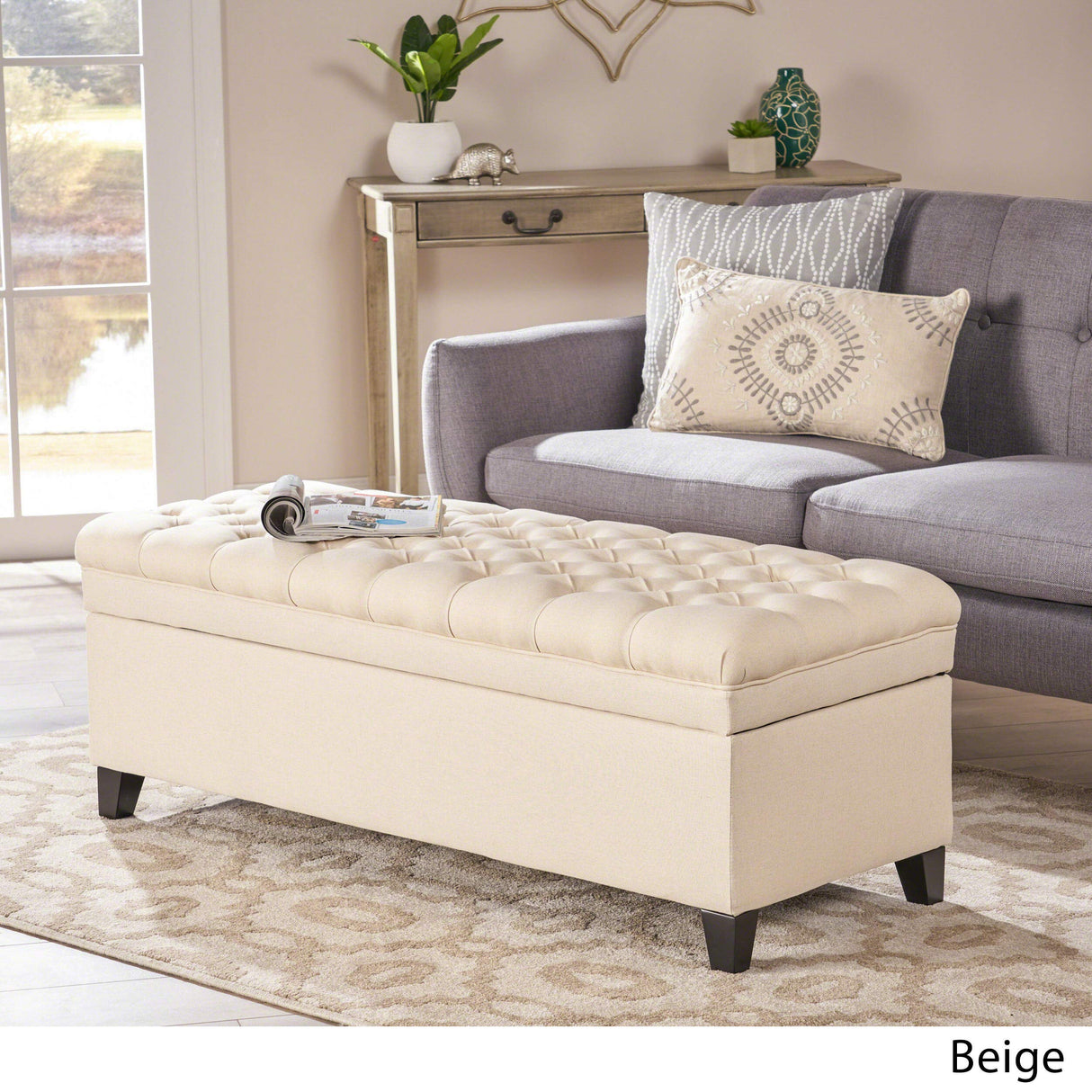 Christopher Knight Home Juliana Fabric Storage Ottoman, Beige Christopher Knight Home