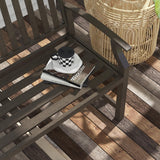 Outsunny 46" Brown Metal Garden Bench with Wood-Look Slatted Frame for Patio and Yard Outsunny
