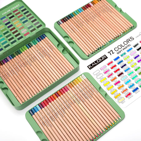 KALOUR Pro Pastel Chalk Colored Pencils,Set of 72 Colors,Color Charcoal Pencils for Drawing Sketching Coloring Shading,Art Supplies for Adults Artists KALOUR