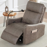 AYEASY Oversized Recliner Chair, Leather Swivel Rocking Chair Reclining with Phone Holder, Ergonomic Lazy Boy Fabric Sofa Chair with Lumbar Support, Manual Glider Chair for Living Room, RV, Grey AYEASY