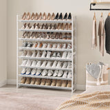 Nunsino Shoe Rack, Long Shoe Organizer,Max Holds 50 Pairs,8 Tier Metal Shoe Storage Shelf,4-Tier Stackable Shoes Organizer for Garage, Entryway,White Nunsino