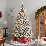 Nearly Natural 10ft. Flocked West Virginia Fir Artificial Christmas Tree with 800 Clear LED Lights and 1680 Tips Nearly Natural