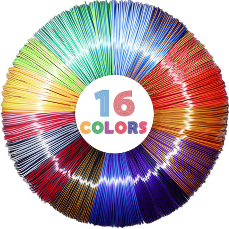 MIKA3D 2 Dual Color in 1 Silk PLA Filament Refill Sample Pack, 16 Different Dual Color Silk PLA, Each 4 Meter Length, Total 64m Silk Shiny Dual Color PLA 3D Printer 3D Pen Filament MIKA3D