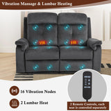 GUEAPY Loveseat Recliner Sofa-Double Recliner Loveseat with Heat and Massage,2 Seater Reclining Couch,Manual Reclining Loveseat with Pockets, Infinite Position for Living Room,Bedroom GUEAPY