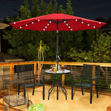 Yaheetech 10FT Solar Powered Patio Umbrella - UV Protection Market Table Umbrella w/ 32 LED Lights & Push Button Tilt & Crank Lift System for Garden/Lawn/Deck/Backyard/Pool,Red Yaheetech