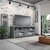 65” TV Stand with Storage & Glass Display Cabinets, Grey TV Stand for Living Room or Bedroom with Cable Management, Fits Screens up to 65 Inches When Measured Diagonally, Grey Techni Mobili