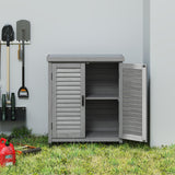 Potting Bench with Storage Cabinet and Metal Table Top for Outdoor Patio, Garden Furniture Wood Workstation Grey 31x17x36'' Dancongtea