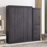 Ball & Cast Murphy Bed Full Size Storage Cabinet Bed Frame with Wardrobe and Drawers,can be Folded,Metal Hideaway Bedframe W/Wood Slat Support,for Kids Bedroom,Student Dorms,Gray Ball & Cast