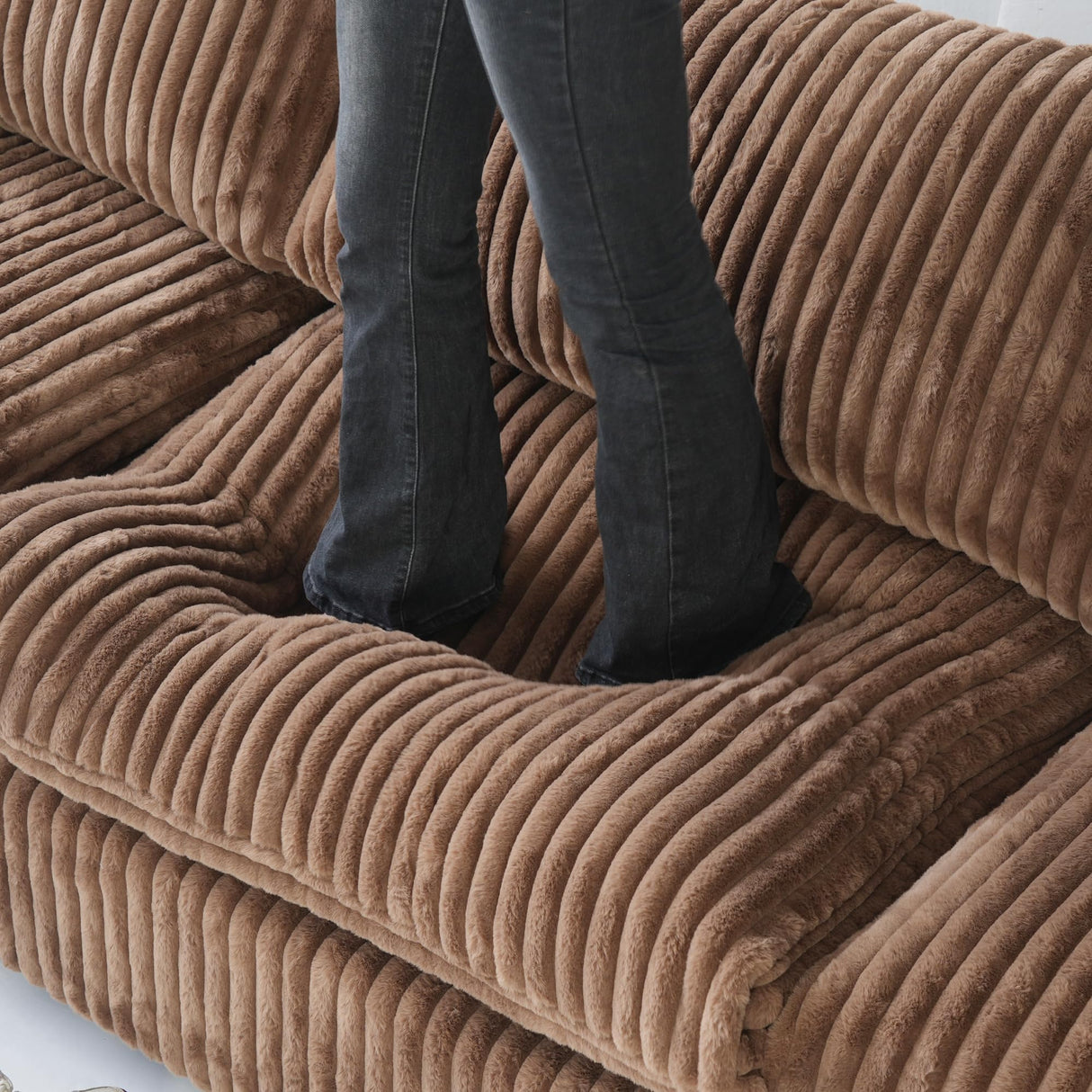 WJShome Cloud Couch Modular Sectional Sofa,118" Oversized U Shaped Couch with Ottoman,5 Seater Convertible Sofa,Comfy Plush Couches for Living Room,Covers Washable&Replaceable (Brown) WJShome