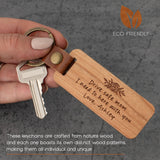 Lara Laser Works Personalized Wood Keychain w/Icon & Any Text, Custom Engraved Key Tag - 30 Icon, 5 Font Options - Housewarming Gifts for Men, Walnut Lara Laser Works