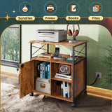 DEVAISE File Cabinet with Charging Station, Lockable Lateral Filing Cabinets for Home Office, Printer Cabinet Accommodates A4/Letter Size File folders, Rustic Brown DEVAISE