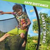 14FT Trampoline with Safety Enclosure, Anti-Rust Coating – ASTM Certified, Heavy-Duty Outdoor Trampoline with Ladder – for Kids & Adults, Black Calmmax