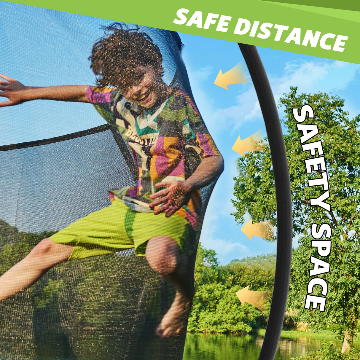 16FT Trampoline with Safety Enclosure, Anti-Rust Coating – ASTM Certified, Heavy-Duty Outdoor Trampoline with Ladder – for Kids & Adults, Black Calmmax