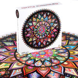 Bgraamiens Puzzle-Geometric Colorful Mandala-1000 Pieces Creative Geometric Round Blue Board Colorful Mandala Jigsaw Puzzle Bgraamiens