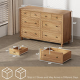 Zenflare Dresser for Bedroom 8 Drawer Wood Dresser 56.3" Wide, Large Storage Chest of Drawers for Bedroom, Living Room, Hallway, Entryway, Modern TV Stand Drawer Organizer, Natural Zenflare