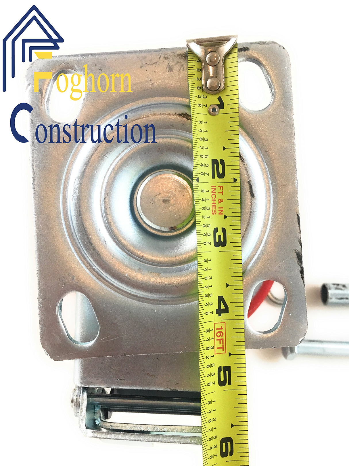 6 Inch - 6" X 2" Industrial Casters - 2 Fixed and 2 Swivel Caster Wheels with Brakes - Cast Iron Plate Casters Set of 4 Heavy Duty - 3500 lb Capacity - Foghorn Construction Foghorn Construction