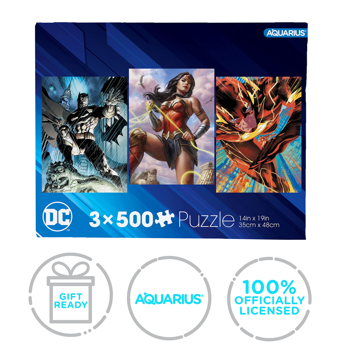 AQUARIUS - DC Comics 500 Piece Jigsaw Puzzles | Set of 3 Puzzles AQUARIUS