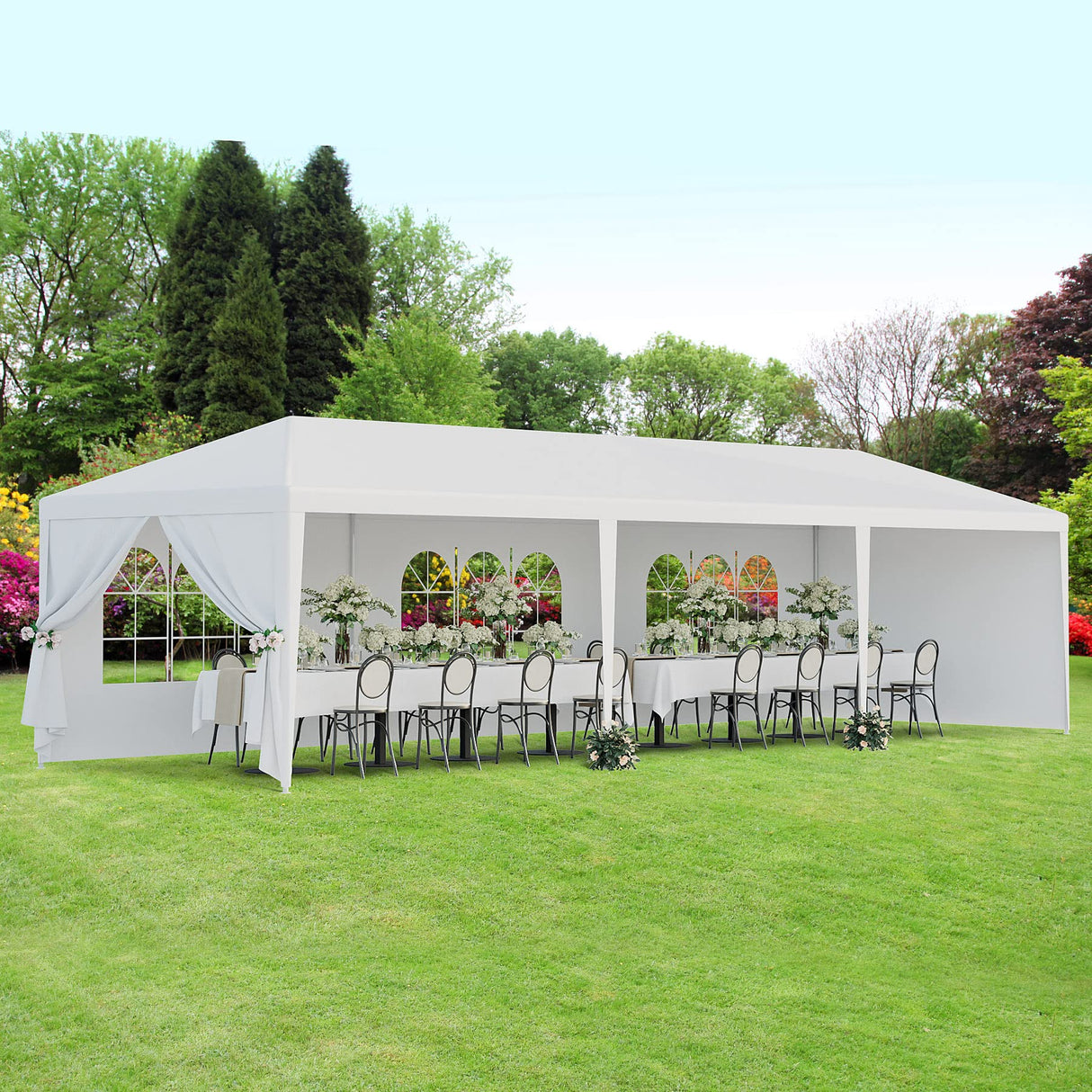 LEMY 10 X 30 Outdoor Wedding Party Tent Camping Shelter Gazebo Canopy with Removable Sidewalls Easy Set Gazebo BBQ Pavilion Canopy Cater Events LEMY