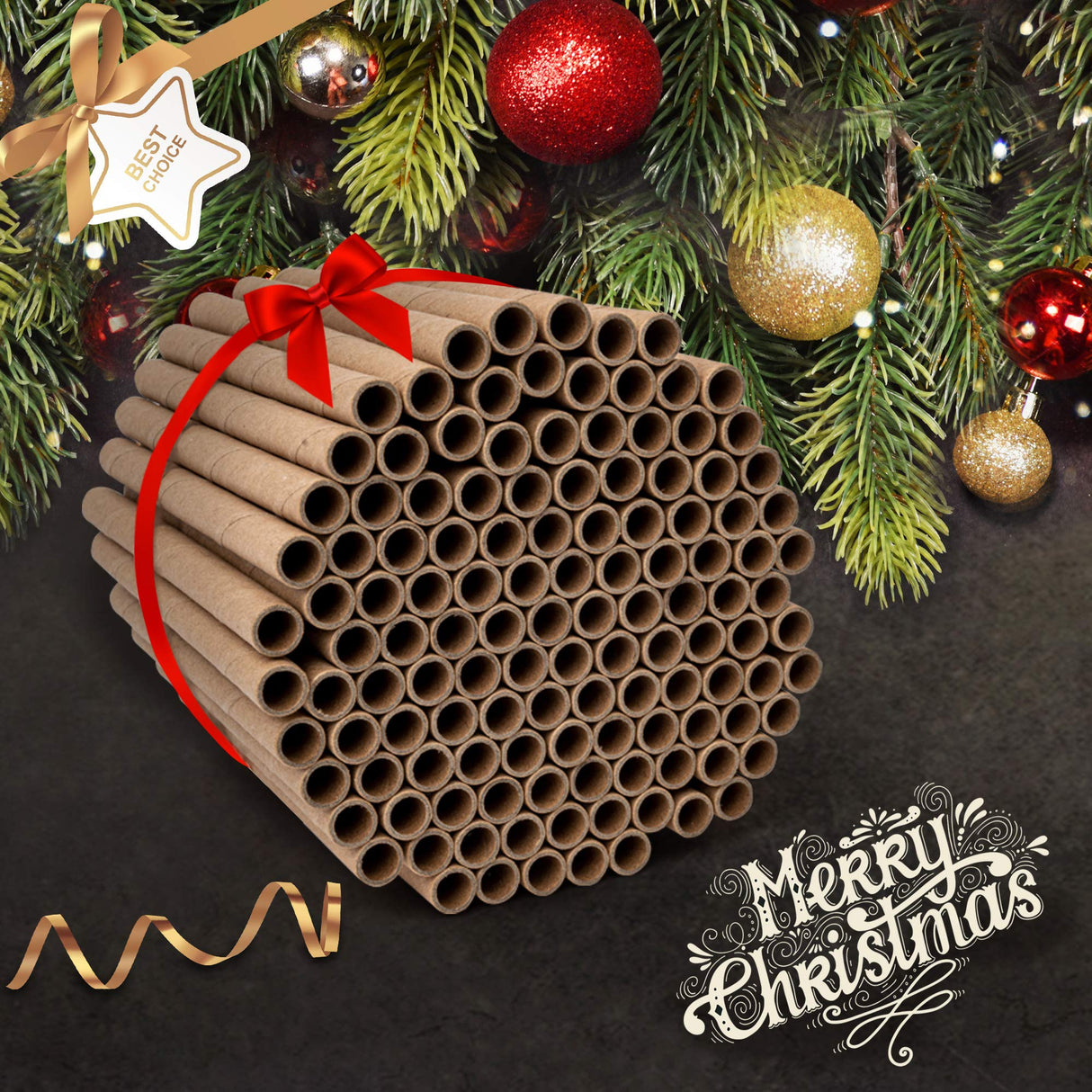 Rivajam 125 Mason Bee House Cardboard Nest Tubes Refill Pack | Solitary Bee Hive & Supplies | Starter Kit & Habitat Garden Gift | Hotels Tubes & Nest Box Inserts Liners Rivajam