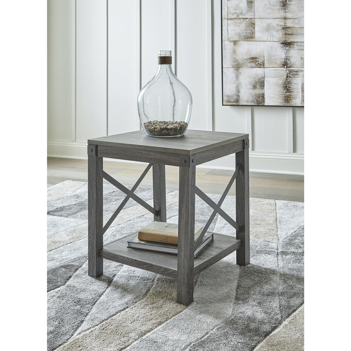 Signature Design by Ashley Freedan Rustic Farmhouse End Table, Gray Signature Design by Ashley
