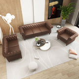 QHITTY 3 Piece Living Room Set, Sectional Chesterfield Sofa Chair Contemporary Upholstered Leather Loveseat Couch Sets for Living Room, Bedroom, Office QHITTY