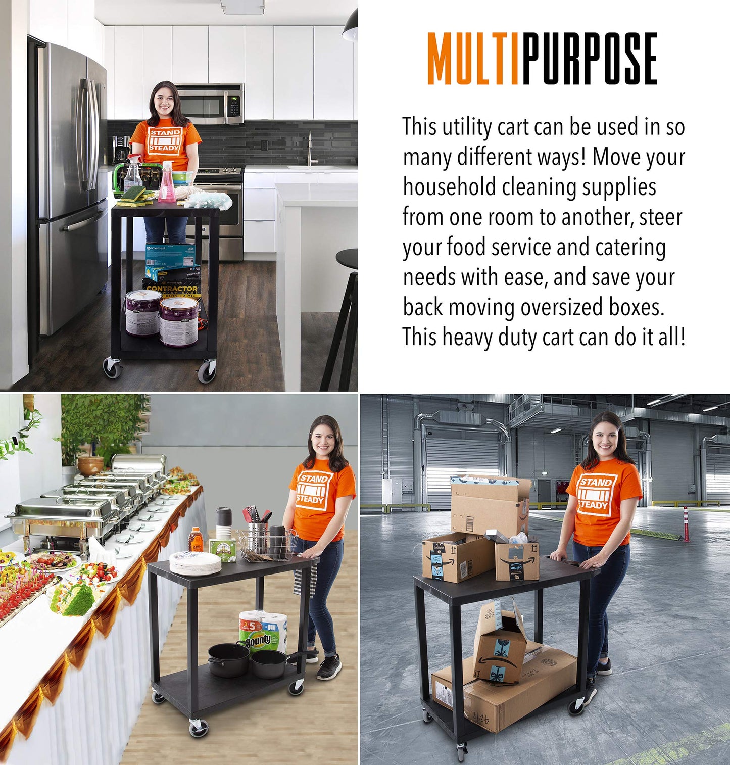 Original Tubstr - Flat Top Utility Cart - Heavy Duty, Supports up to 200 lbs - Flat Shelf Multipurpose Cart Perfect for Home, Garage, Catering, - WoodArtSupply