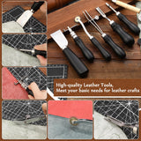 Leather Working Tools, Leather Craft Tools with Edge Beveler, Skiver, Stitching Tools Sewing Needles, Groover Skiving for Leather Repair for Craft Beginner Adults SOCNITC