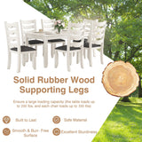 Peatuk 7-Piece Solid Wood Dining Table Set with 6 Upholstered Chairs - Easy Assembly Modern Design for Kitchen & Small Spaces, Durable Wooden Table and Chairs for Dining Room, Kitchen, Light Grey Peatuk