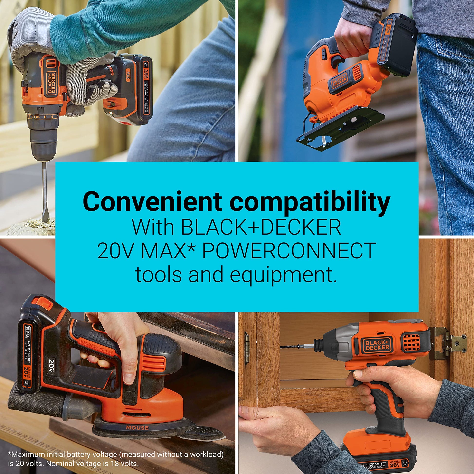 BLACK+DECKER 20V MAX* POWERCONNECT 1.5Ah Lithium Ion Battery, 2 PK (LBXR20-OPE2) - WoodArtSupply