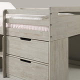 Donco Kids Twin Low Loft Bed with Bookcase and Storage Chest, Twin, Rustic Light Grey Donco Kids