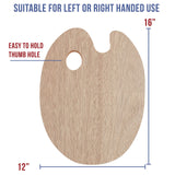 U.S. Art Supply 11.8" X 19.8" Extra Large Wooden Oval-Shaped Artist Painting Palette with Thumb Hole - Wood Paint Color Mixing Tray - Easy Clean, Mix Acrylic, Oil, Watercolor U.S. Art Supply