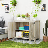 Outsunny Wood Garden Shed, Compact Outdoor Storage Cabinet Potting Shed with Inner Shelf and Double Doors for Backyard, Patio, Lawn, Natural Wood Outsunny