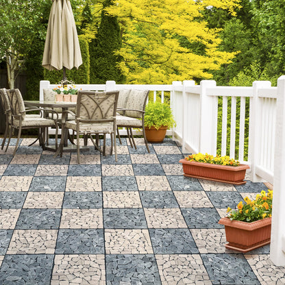 PURE ERA Natural Real Stone Interlocking Floor Deck Tiles Pebble Tile Indoor Outdoor Use 12"x12" - Great Upgrade to Patio Backyard Pathway