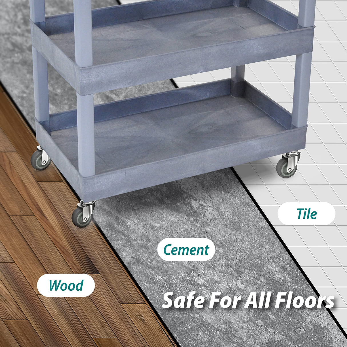HOLKIE Caster Wheels 3 inch with No Brake Stem Casters, 3/8" -16 x 1-1/2" (Stem Diameter 3/8", Stem Length 1-1/2") Threaded Swivel Casters Set of 4 Heavy Duty Castors Grey HOLKIE
