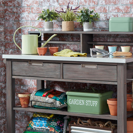 Homestyles Maho Gray Teak Potting Bench homestyles