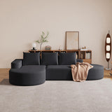 KEIKI 108.5" L Shaped Corner Sofa, Curved Sectional Couch with Chaise, Upholstered Chenille Sectional Couch for Living Room, Bedroom, Black KEIKI