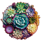 Mys Aurora Puzzles for Adults 1000 Pieces, Mandala Succulent Plants Wooden Puzzles Unique Shaped Jigsaw Challenging Puzzle Gift for Family Game 23.4'' x 22.6'' Mys Aurora