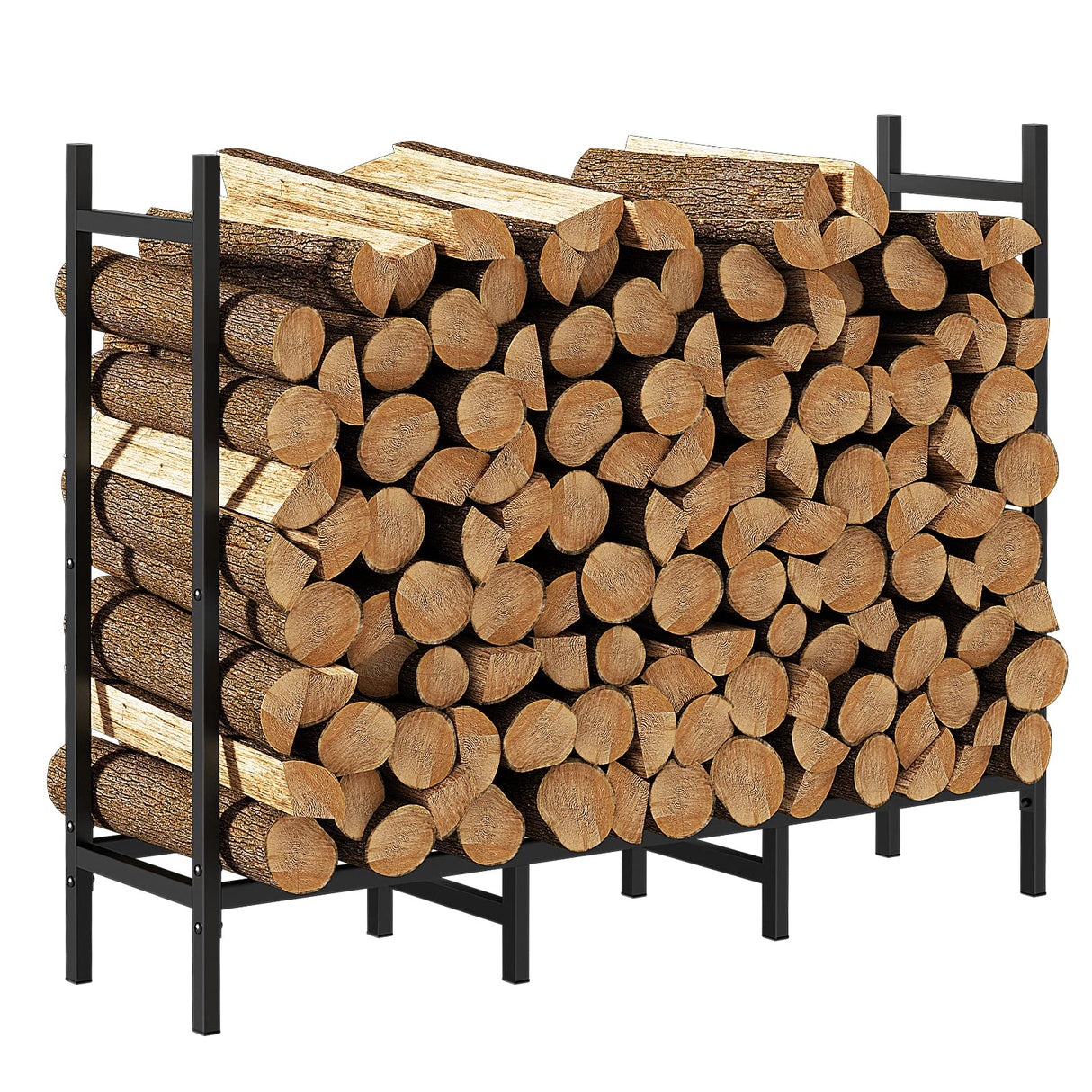 4ft Outdoor Indoor Firewood Rack Holder for Fireplace Wood Storage, Adjustable Stacker Stand, Heavy Duty Fire Logs Stand Stacker Holder for Fireplace Metal Lumber Storage Carrier Organizer NANANARDOSO