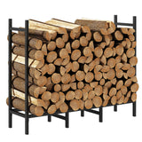 4ft Outdoor Indoor Firewood Rack Holder for Fireplace Wood Storage, Adjustable Stacker Stand, Heavy Duty Fire Logs Stand Stacker Holder for Fireplace Metal Lumber Storage Carrier Organizer NANANARDOSO
