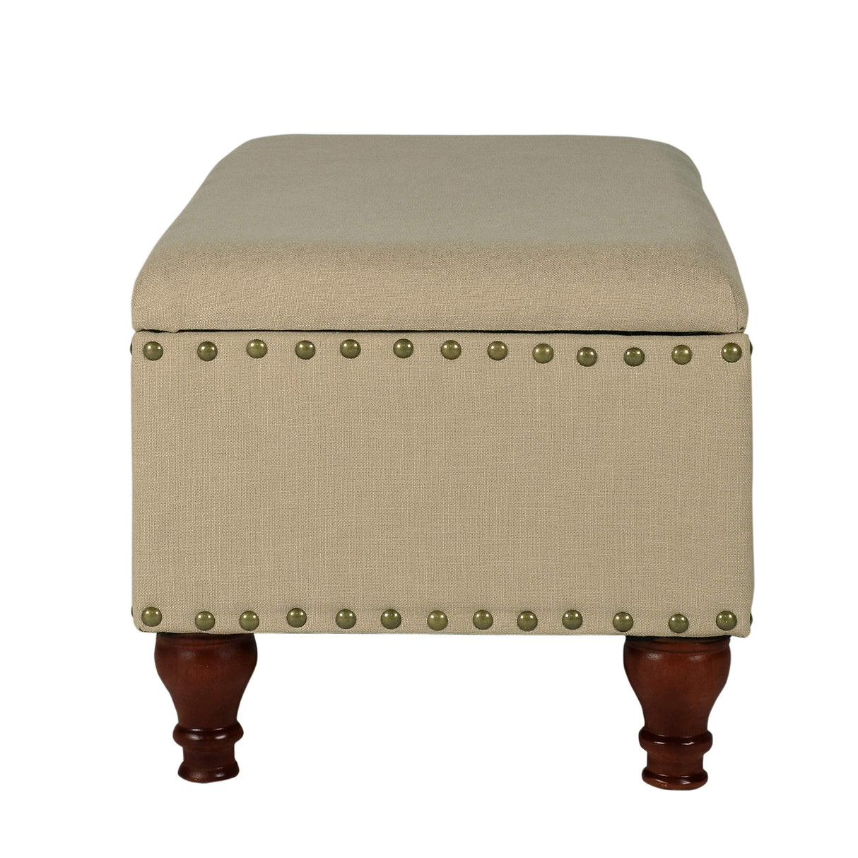 Homepop Home Decor | Upholstered Storage Bench with Nailhead Trim | Ottoman with Storage for Living Room & Bedroom | Decorative Home Furniture (Tan ) Large HomePop