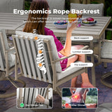 HAPPATIO 9-Piece Patio Table and Chairs Set for 8, Aluminum Outdoor Dining Set with Cushions, 8 Swivel Dining Chairs, 1 Large Rectangular Table with Umbrella Hole for Lawn, Porch, Backyard, Grey HAPPATIO