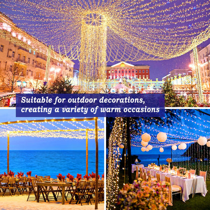 KNONEW 403FT 1000 LED Christmas Lights Outdoor String Lights 8 Modes & Timer Fairy Light Plug in Waterproof LED String Lights for Xmas Yard Tree Wedding Party Holiday Decorations (Warm White)