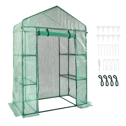 VEVOR Walk-in Green House, 55.5 x 29.3 x 80.7 inch, Portable Greenhouse with Shelves, High Strength PE Cover with Roll-up Zipper Door and Steel Frame, Set Up in Minutes, for Planting and Stor - WoodArtSupply