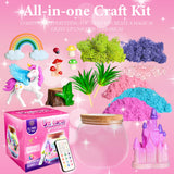 Unicorn Light-Up Terrarium Kit for Kids Birthday Gift for Girls Ages 4 5 6 7 8-12 Year Old - Unicorn Toys for Girls LED Night Light Birthday Gift DIY Arts and Crafts Kit for Kids AOFEGRLT