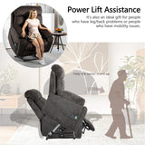 JIKFRIMA 4 OKIN Motor Power Lift Recliner Chair for Elderly Adults Extra Large Lay Flat Recliners with Massage Heat, Adjustable Head-Back-Lumbar-Leg-Support, Extended Footrest, 2 Cup Holders JIKFRIMA