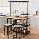 Amyove 42" Large Kitchen Island Bakers Rack Microwave Oven Stand Kitchen Shelf with 3 Tier Storage, Metal Coffee Bar Table,Kitchen Storage Shelf for Dining Living Room, 5 Hooks, 42"*28"*72" Amyove